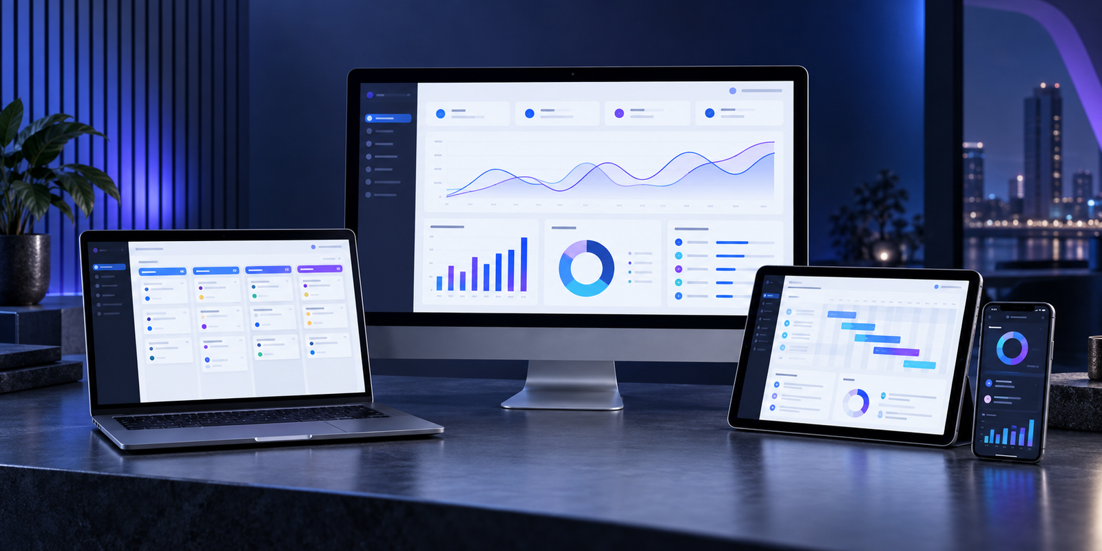 BigDoor business software products shown across desktop, tablet, and mobile